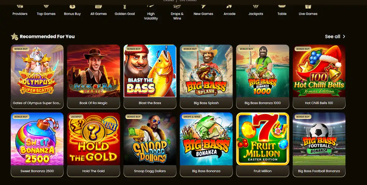 GoldSpin Casino – hlavní stránka kasina